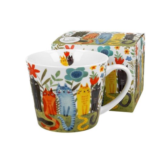 Taza Mug Jumbo Gatos Garden Porcelana Caja Ideal Regalo