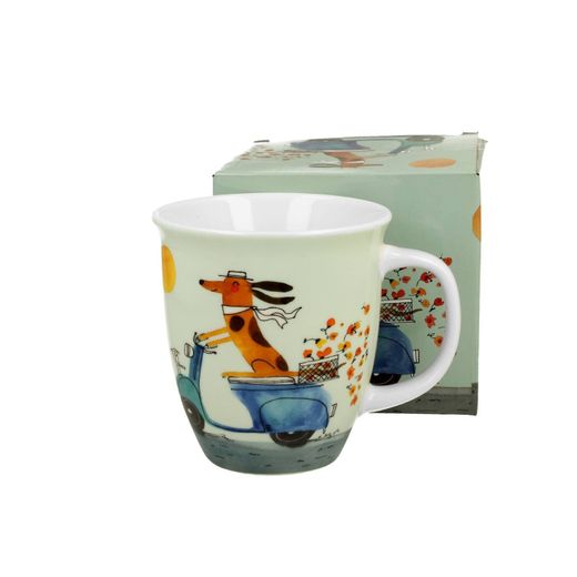 Taza Mug Jumbo Perro Scooter Porcelana Caja Ideal Regalo