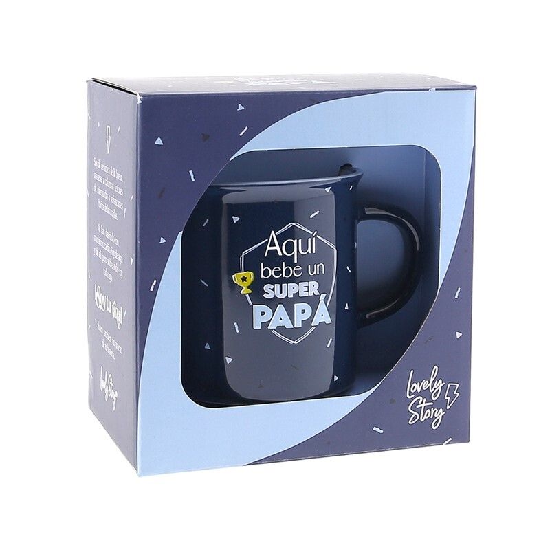 Taza Mug Vintage 430 Ml Aquí Bebe Un Súper Papá Ideal para Regalo