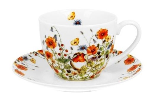 Taza Te C/Plato Wild Bird Porcelana para Té e Infusion