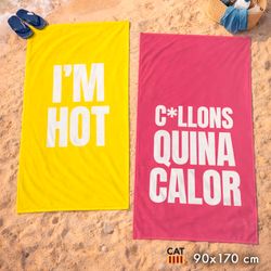 Toalla Playa Frases Divertidas Hot Calor 90x170 cm Catalán