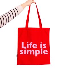 Tote Bag Life Is Simple Roja Helio Ferretti Ideal Regalo