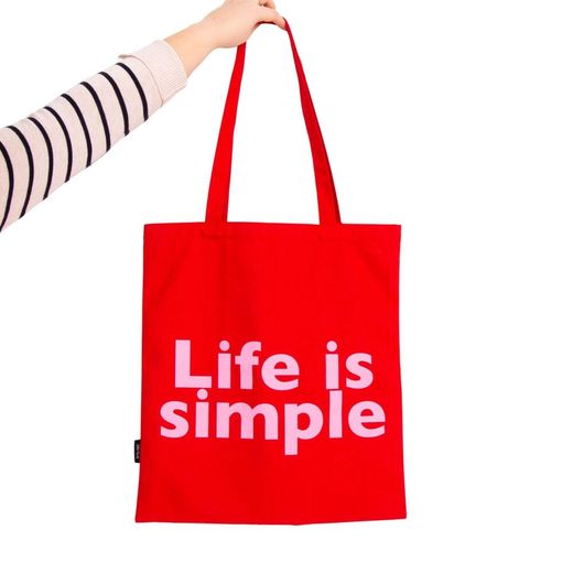 Tote Bag Life Is Simple Roja Helio Ferretti Ideal Regalo