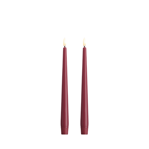 Vela de Led cónica seda slim rosa vintage pack 2 23x250 mm Piffany