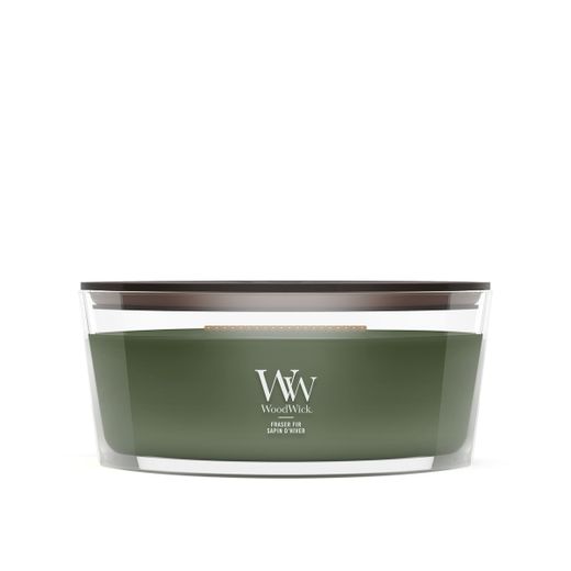 Vela Ellipse Abeto Fraser con mecha de madera WoodWick