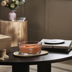 Vela Ellipse Ámbar Radiante con mecha de madera WoodWick