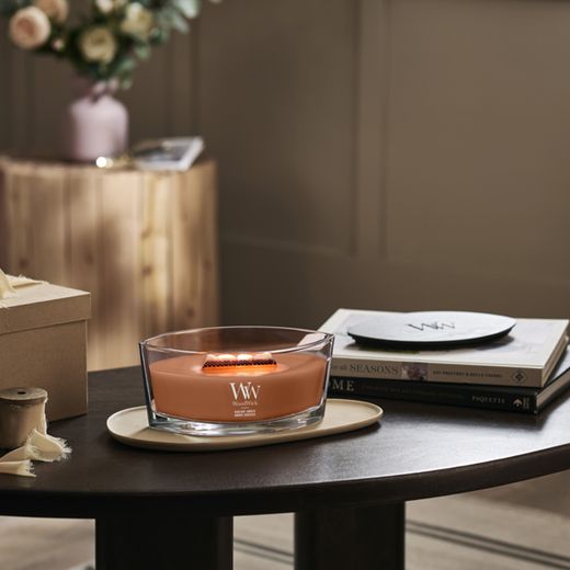 Vela Ellipse Ámbar Radiante con mecha de madera WoodWick
