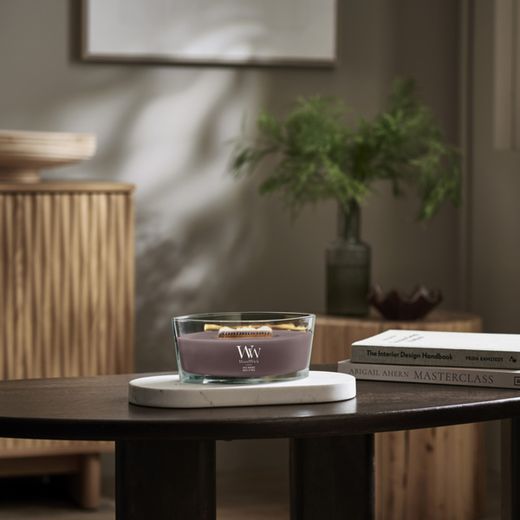 Vela Ellipse Bosque de Iris con mecha de madera WoodWick