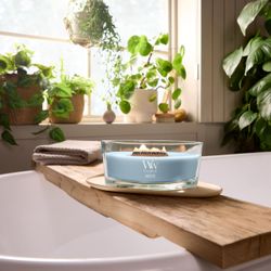 Vela Ellipse Bruma del Lago con mecha de madera WoodWick