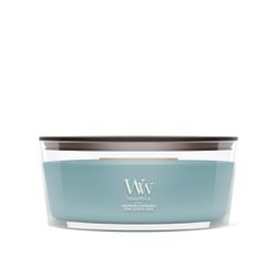 Vela Ellipse Cedro y Musgo Oceánico con mecha de madera WoodWick