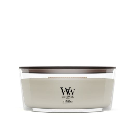 Vela Ellipse Fireside con mecha de madera WoodWick