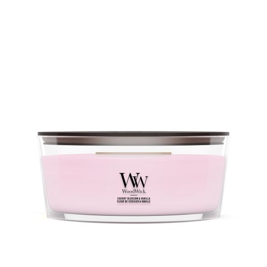 Vela Ellipse Flor de Cerezo y Vainilla con mecha de madera WoodWick