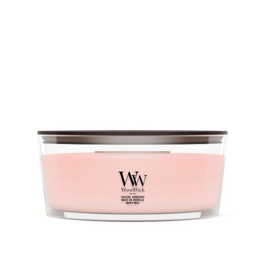 Vela Ellipse Frutos Rojos Costeros con mecha de madera WoodWick