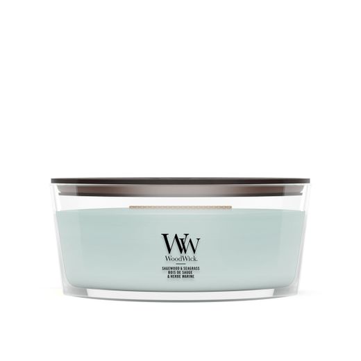 Vela Ellipse Madera de Salvia y Hierba Marina con mecha de madera WoodWick