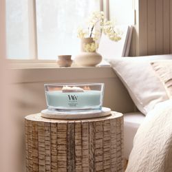 Vela Ellipse Madera de Salvia y Hierba Marina con mecha de madera WoodWick