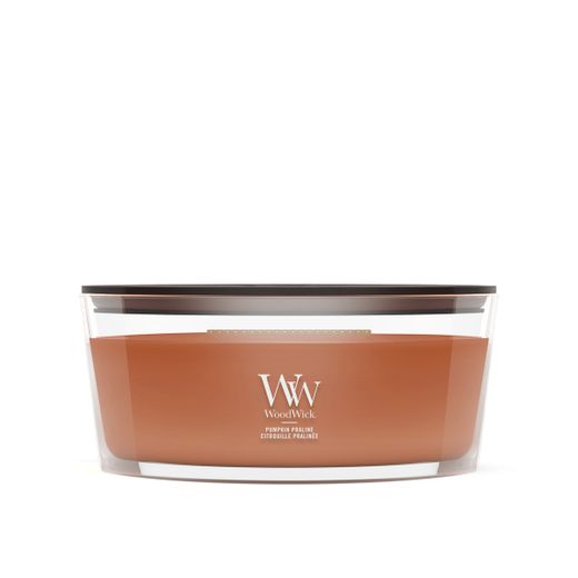 Vela Ellipse Praliné de Calabaza con mecha de madera WoodWick