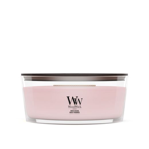 Vela Ellipse Rubor de Rosa con mecha de madera WoodWick