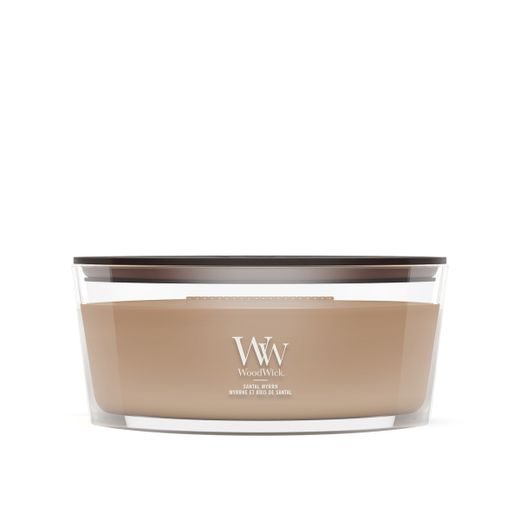 Vela Ellipse Sándalo y Mirra con mecha de madera WoodWick
