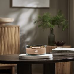 Vela Ellipse Sándalo y Mirra con mecha de madera WoodWick