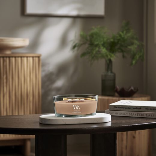 Vela Ellipse Sándalo y Mirra con mecha de madera WoodWick
