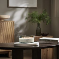 Vela Ellipse Teca Blanca con mecha de madera WoodWick