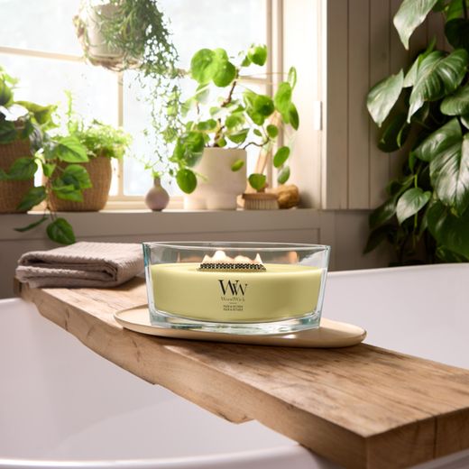 Vela Ellipse Yuzu y Vetiver con mecha de madera WoodWick