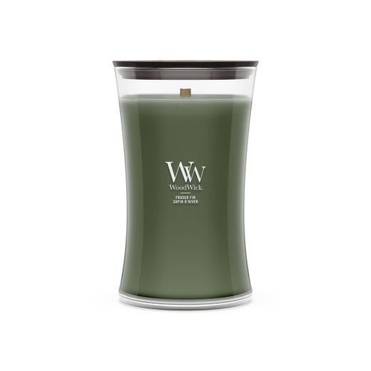 Vela Grande Hourglass Abeto Fraser con mecha de madera WoodWick