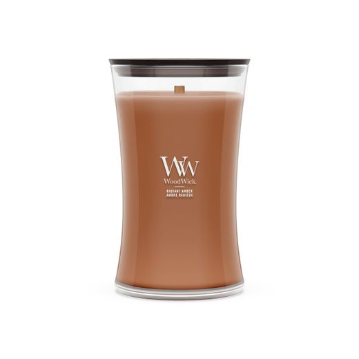 Vela Grande Hourglass Ámbar Radiante con mecha de madera WoodWick