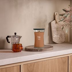 Vela Grande Hourglass Ámbar Radiante con mecha de madera WoodWick