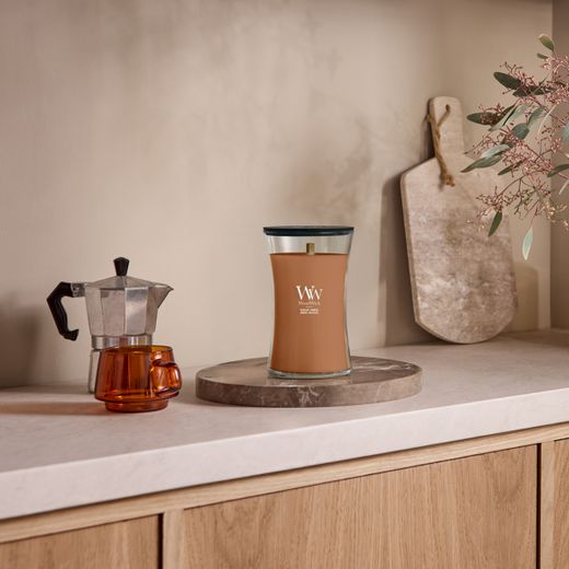Vela Grande Hourglass Ámbar Radiante con mecha de madera WoodWick