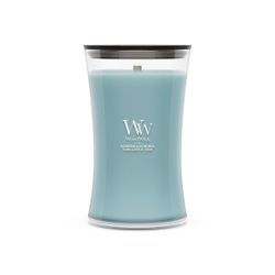 Vela Grande Hourglass Cedro y Musgo Oceánico con mecha de madera WoodWick