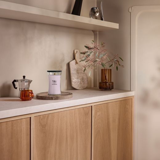 Vela Grande Hourglass Flor de Cerezo y Vainilla con mecha de madera WoodWick