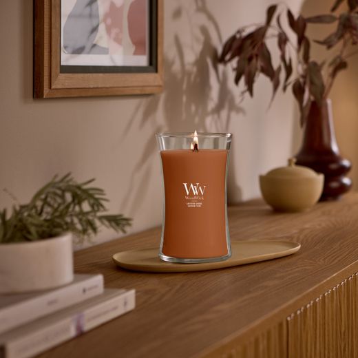 Vela Grande Hourglass Humo de Azafrán con mecha de madera WoodWick