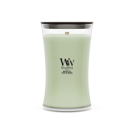 Vela Grande Hourglass Matcha Cítrico con mecha de madera WoodWick