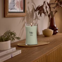 Vela Grande Hourglass Matcha Cítrico con mecha de madera WoodWick