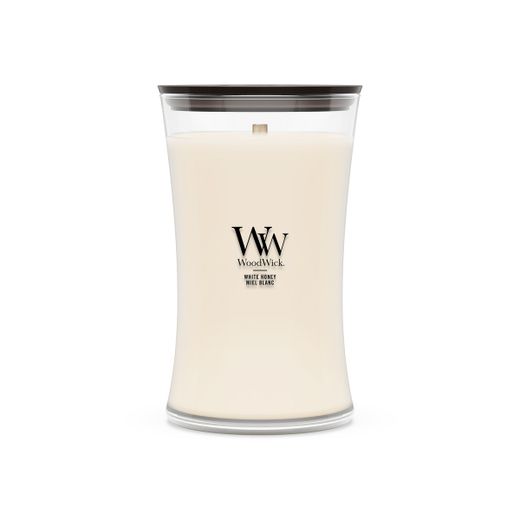 Vela Grande Hourglass Miel Blanca con mecha de madera WoodWick