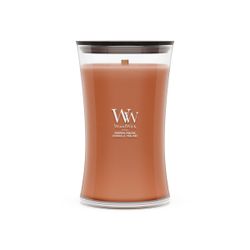 Vela Grande Hourglass Praliné de Calabaza con mecha de madera WoodWick