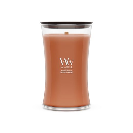 Vela Grande Hourglass Praliné de Calabaza con mecha de madera WoodWick