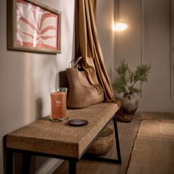 Vela Grande Hourglass Praliné de Calabaza con mecha de madera WoodWick