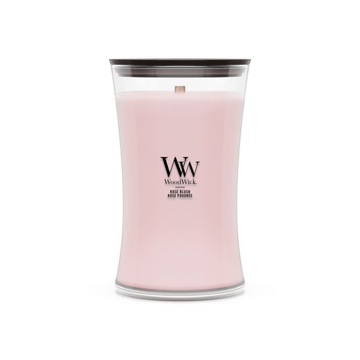 Vela Grande Hourglass Rubor de Rosa con mecha de madera WoodWick