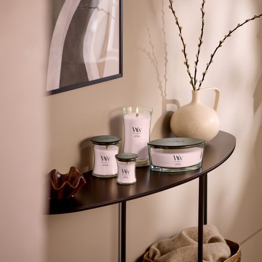 Vela Grande Hourglass Rubor de Rosa con mecha de madera WoodWick