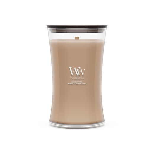 Vela Grande Hourglass Sándalo y Mirra con mecha de madera WoodWick