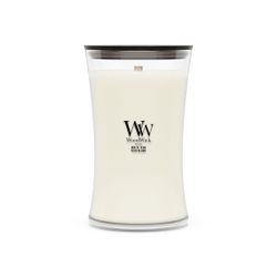 Vela Grande Hourglass Teca Blanca con mecha de madera WoodWick