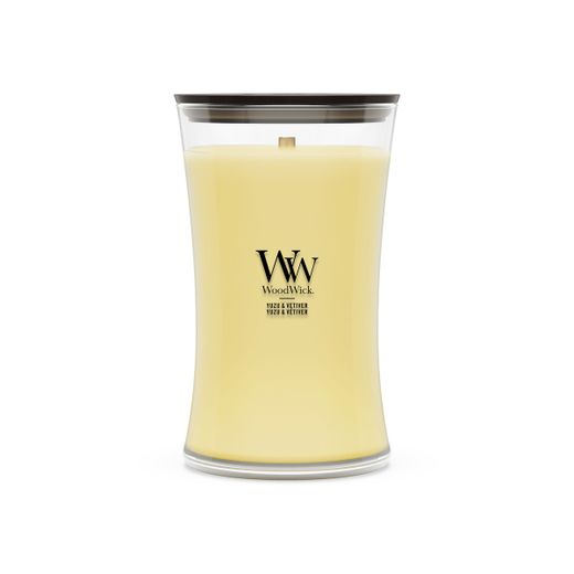 Vela Grande Hourglass Yuzu y Vetiver con mecha de madera WoodWick