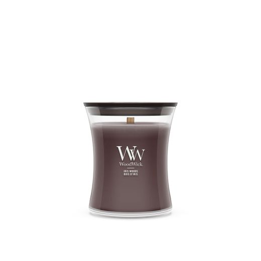 Vela Mediana Hourglass Bosque de Iris con mecha de madera WoodWick