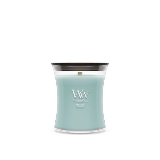 Vela Mediana Hourglass Brisa Marina con mecha de madera WoodWick