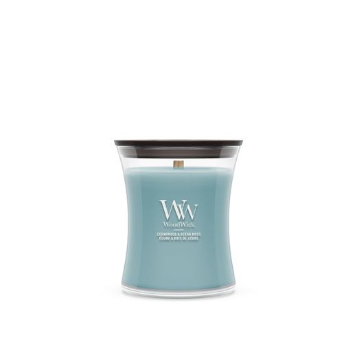 Vela Mediana Hourglass Cedro y Musgo Oceánico con mecha de madera WoodWick