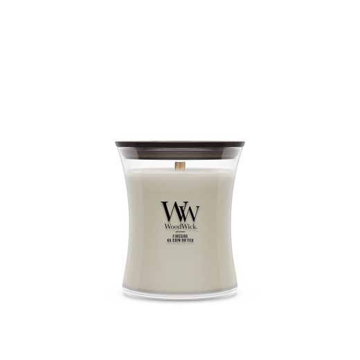Vela Mediana Hourglass Fireside con mecha de madera WoodWick