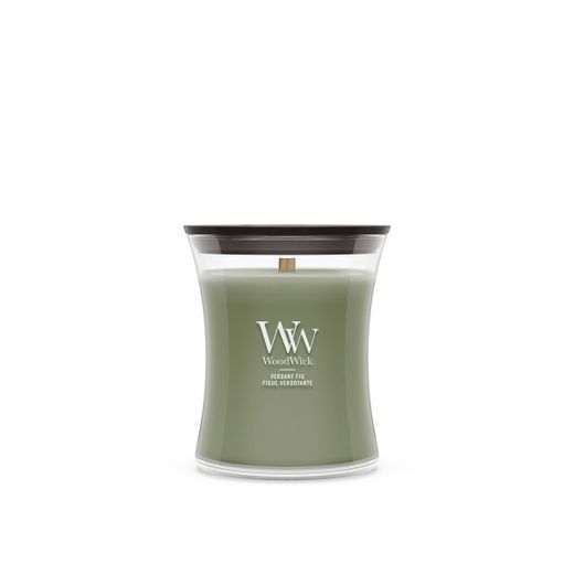 Vela Mediana Hourglass Higo Verde con mecha de madera WoodWick