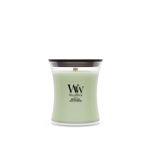 Vela Mediana Hourglass Matcha Cítrico con mecha de madera WoodWick